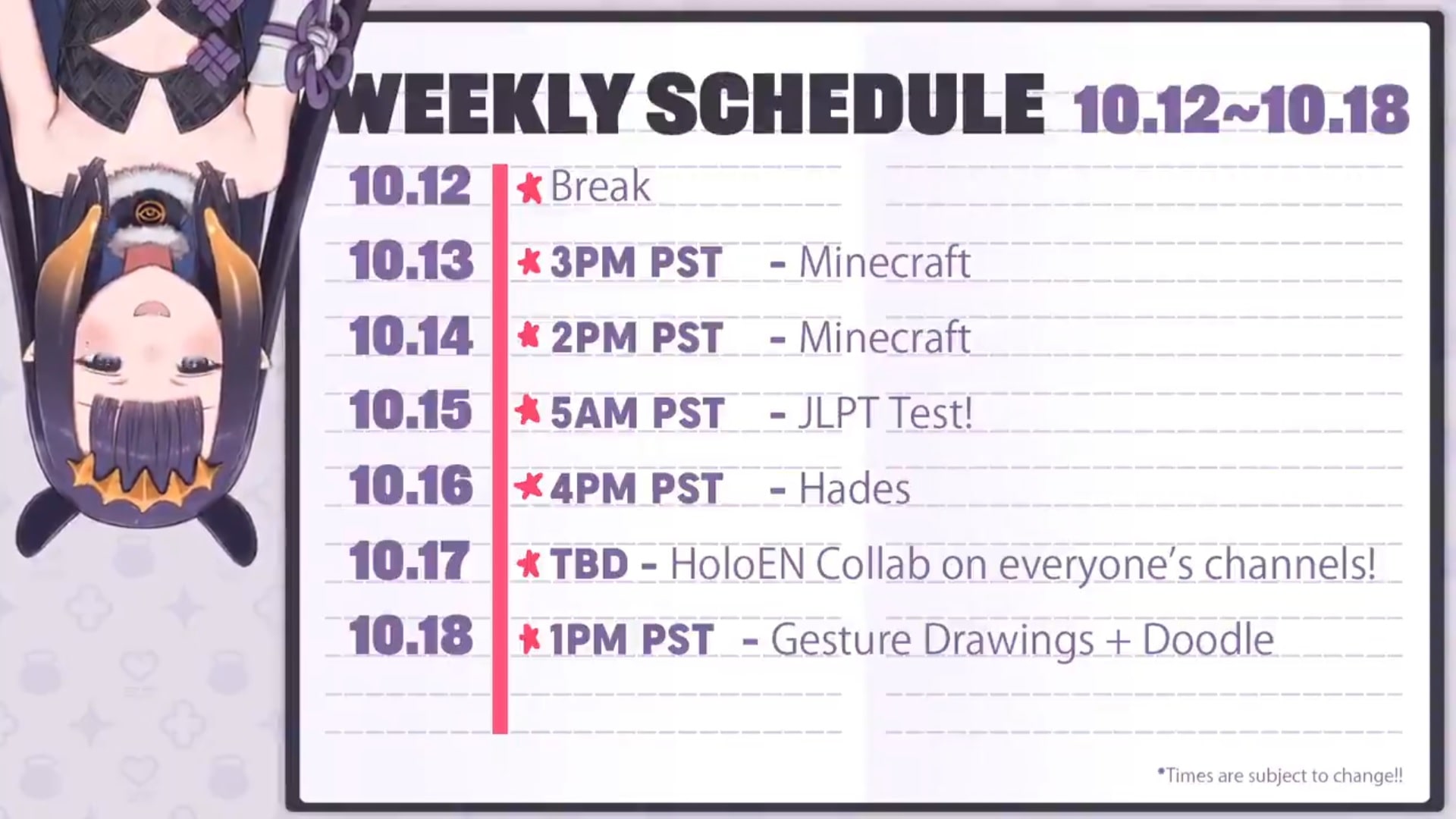 Failed to load Image of the Schedule. Something seems to be blocking twitter.