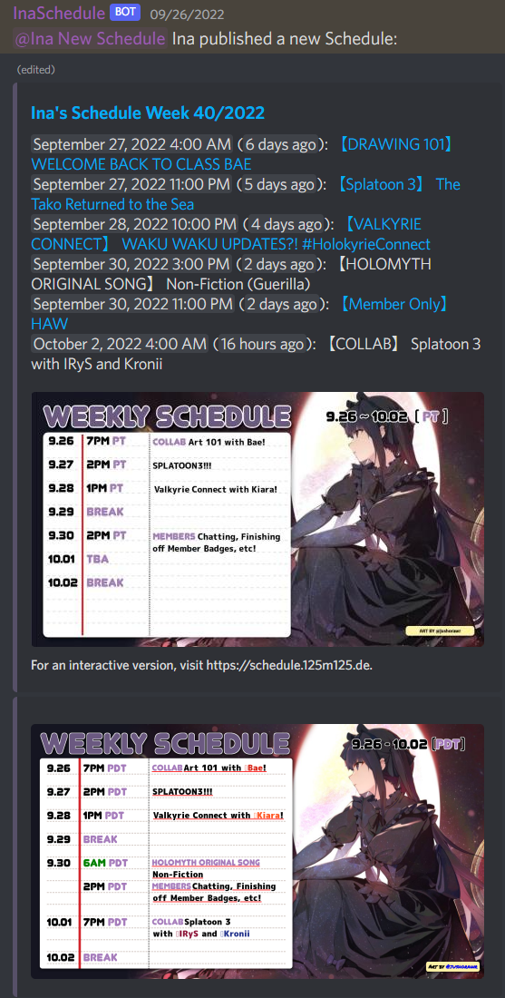 Example image for a new schedule notification.